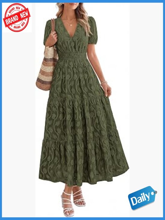 Dresses & Skirts - Boho Flowy V Neck Maxi Dress with Pockets